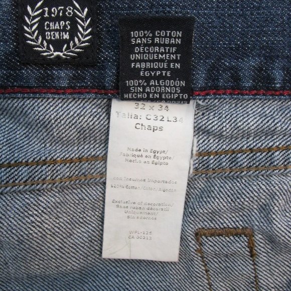 CHAPS MEN'S SIZE 32 X 33 JEANS DARK BLUE SLUB DENIM STRAIGHT FIT VINTAGE - Picture 13 of 15